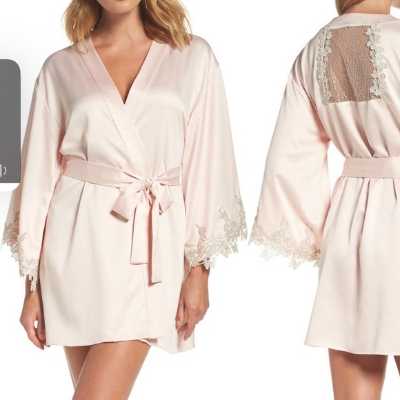 Flora Nikrooz Alesia Satin Kimono Robe in Blush - Picture 1 of 10